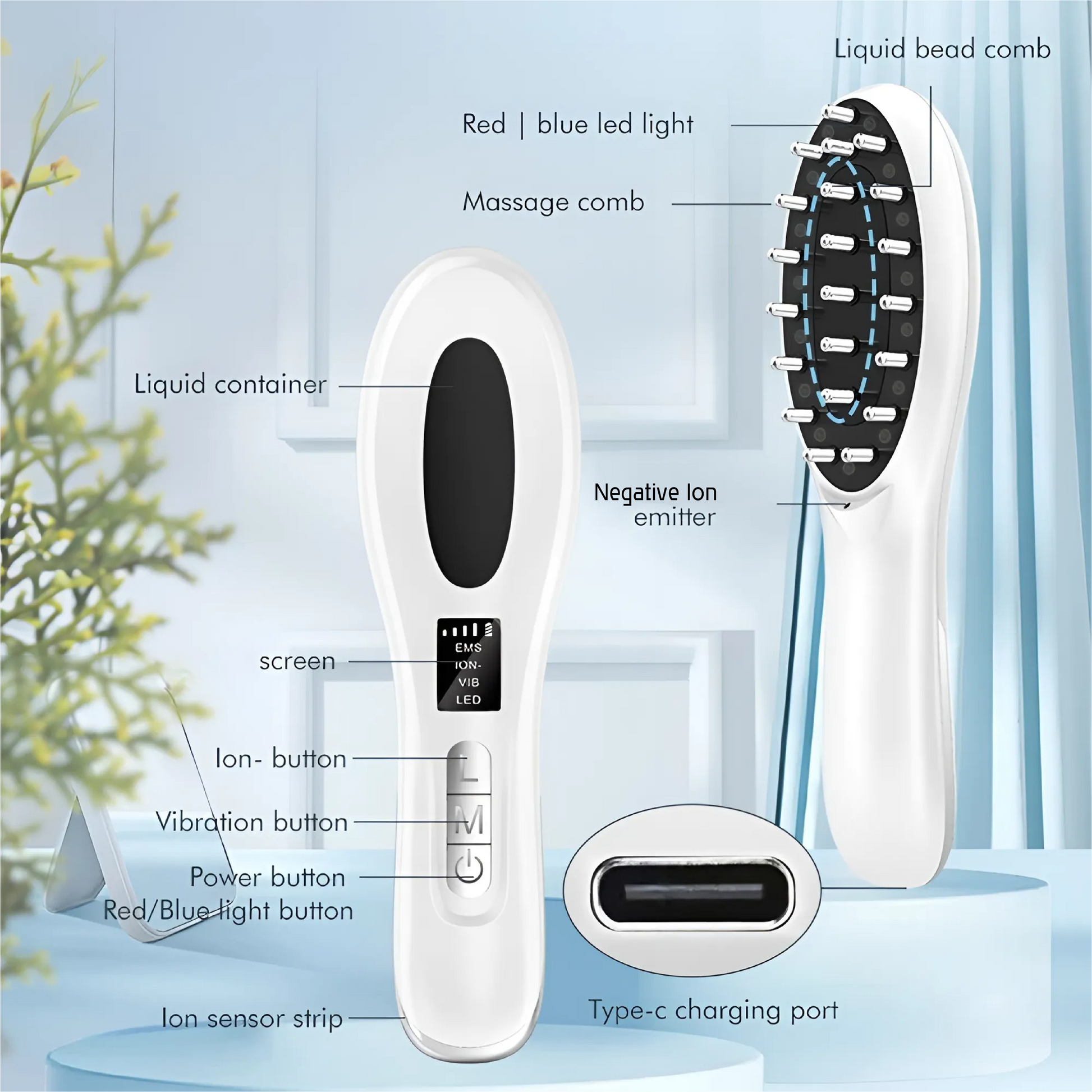 Eletric massage vibration device for hair growth, get fuller and stronger hair, stop hair loss in a week